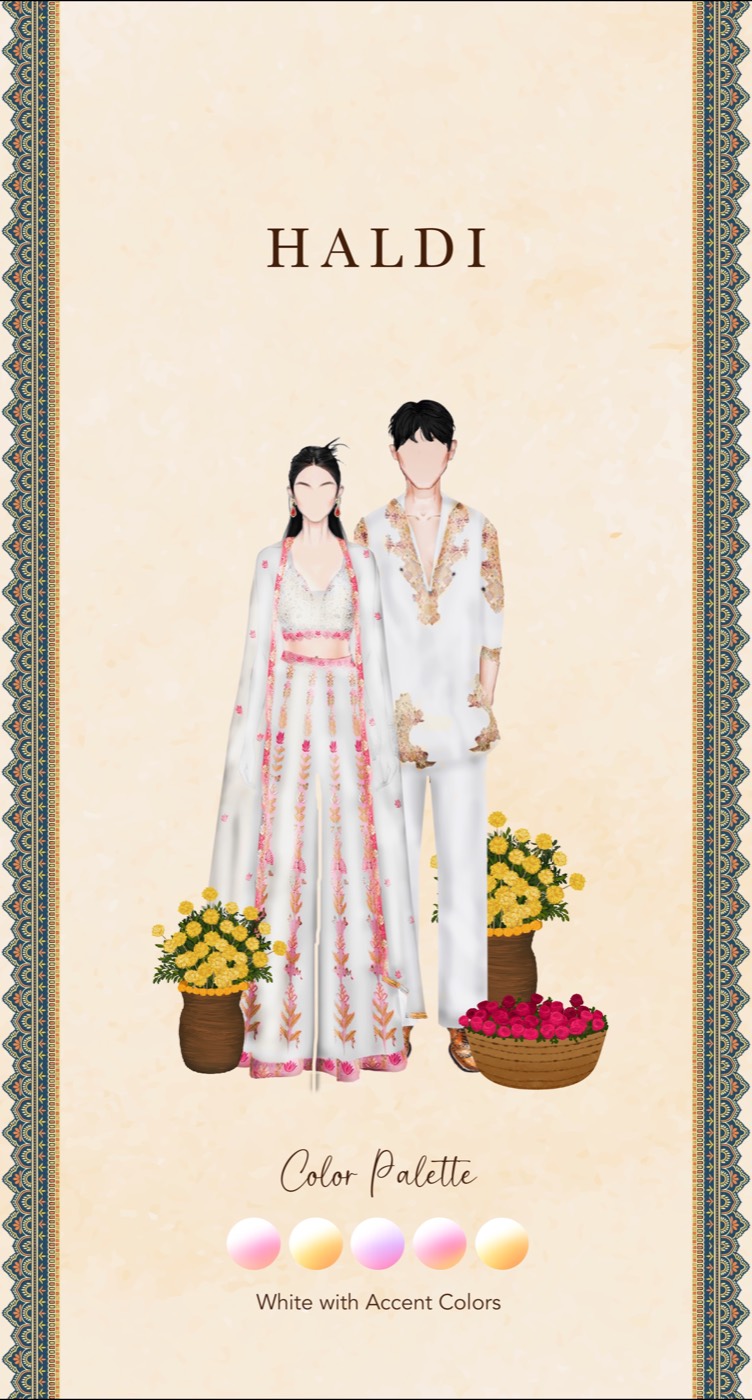 Illustrated Haldi attire guide